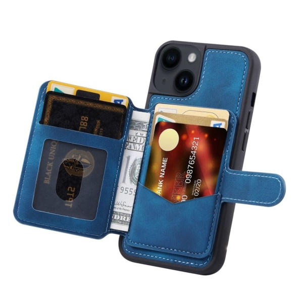 IPhone 15 Plus skal med en plånbok - Blått Blå