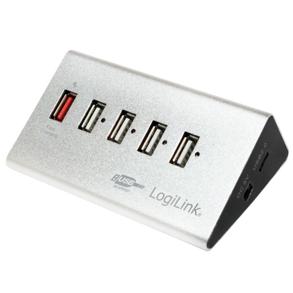 LogiLink USB 2.0 High Speed Hub 5-port - silver Silver