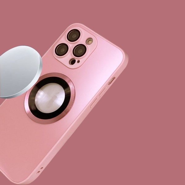 SiGN Magnetic Case iPhone 15 med linsskydd och logo view - Rosa Rosa