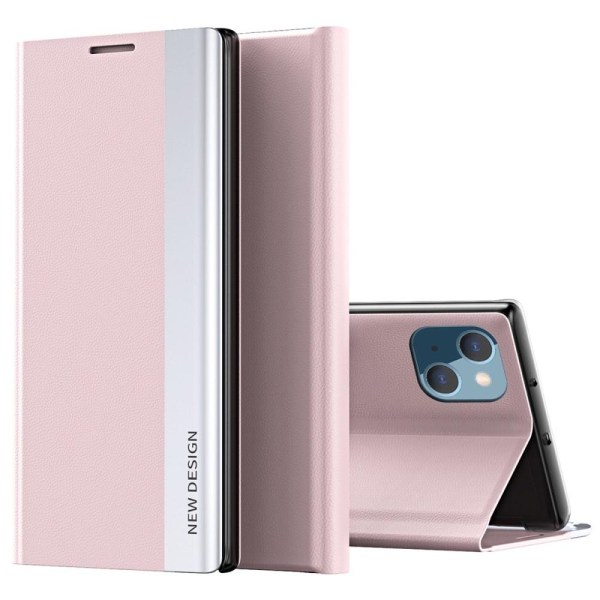 iPhone 14 PU Leather Stand Fodral - Rosa Rosa