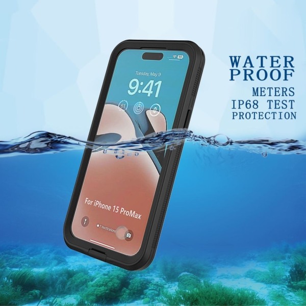 Vattentätt iPhone 15 Pro Max skal - Svart Svart