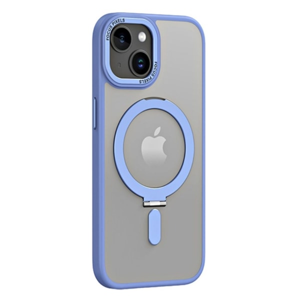 IPhone 15 Plus skal med ett stativ - Blått Blå