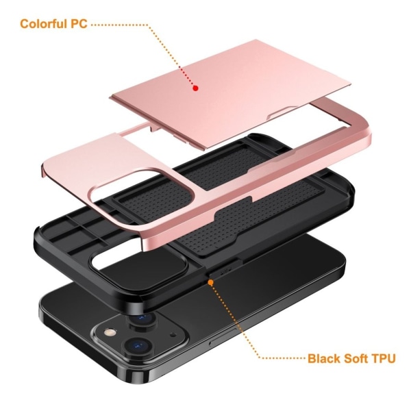IPhone 15 Plus skal med en korthållare - Roséguldfärgat Rosa guld