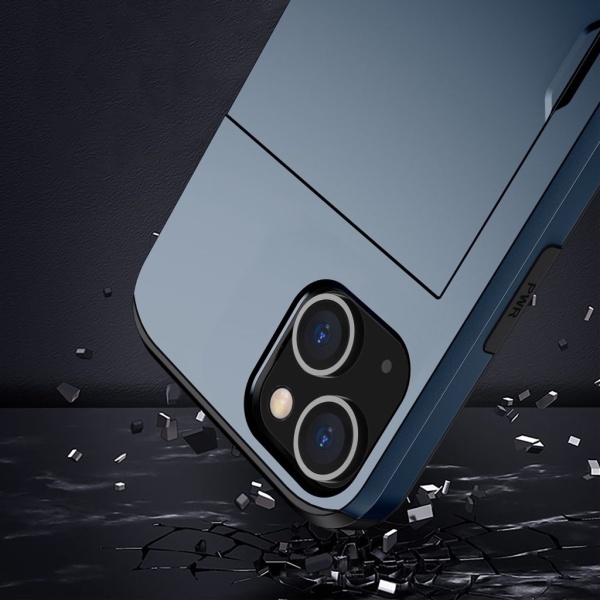 IPhone 15 skal med en korthållare - Marinblått Blå