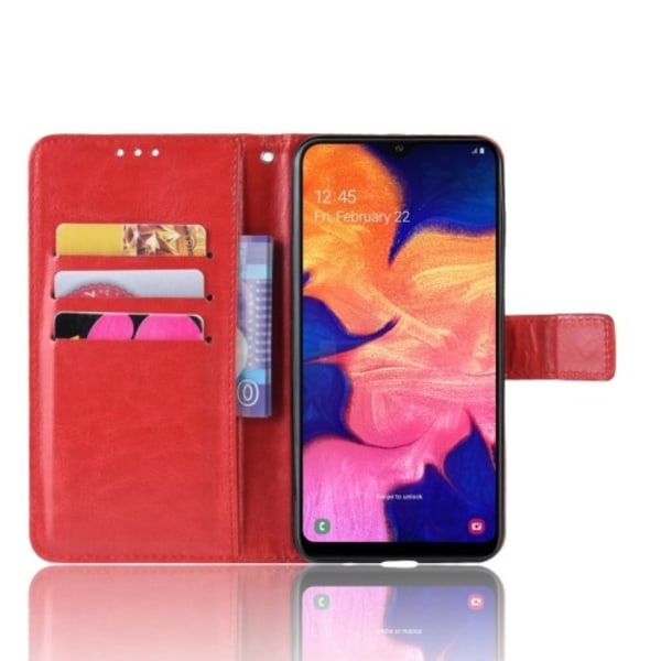 Crazy Horse Plånboksfodral för Samsung Galaxy A10 - Röd Röd
