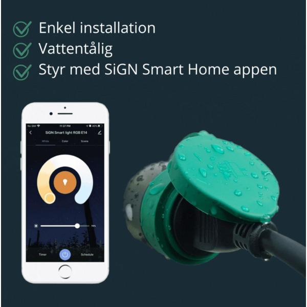 Smart Home WiFi Smart Plug Utomhus IP44 16A - 3-pack SiGN Svart