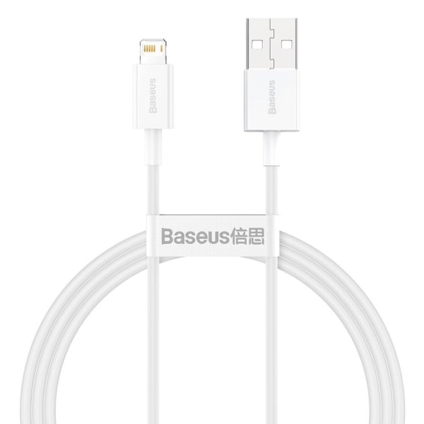 Baseus Superior Fast Charge USB-A till Lightning Kabel, 2.4A, 1m Vit