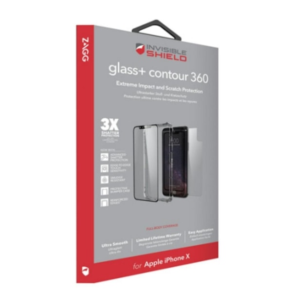 Skärmskydd för iPhone X/Xs ZAGG Contour 360 Full Body Case Transparent