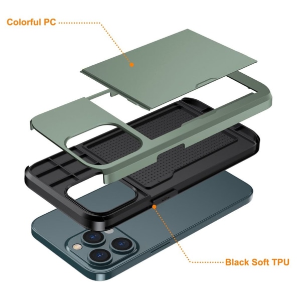 IPhone 15 Pro Max skal med en korthållare - Grönt Grön
