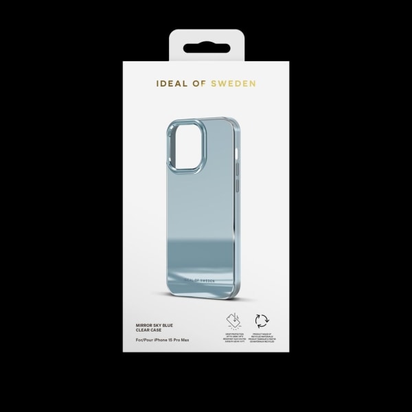iDeal of Sweden iPhone 15 Pro Max Clear Case, Mirror Sky Blue