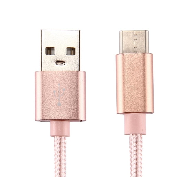 Slitstark  USB-C / Type-C laddkabel / datakabel - 2m - Roséguld Rosa guld
