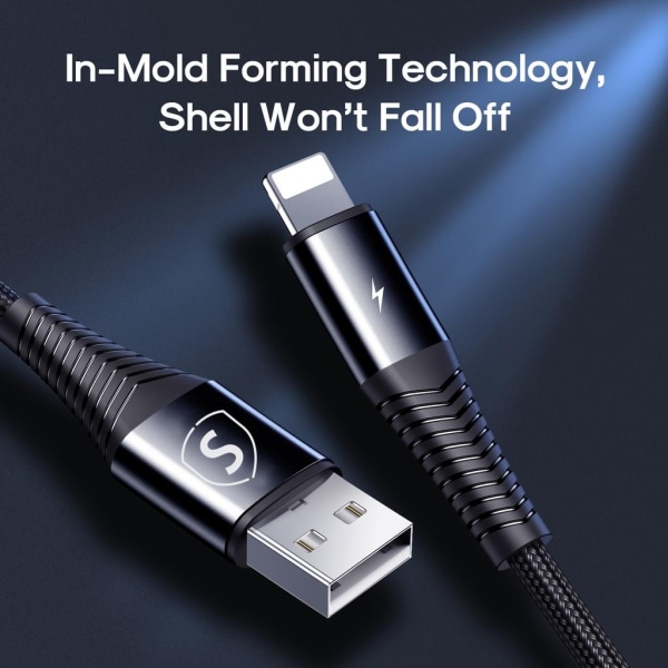 SiGN 2-in-1 Cable Lightning, USB-C, 1.2m, 2.4A - Black Svart