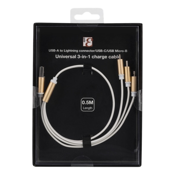 Epzi 3-in-1 Cable Lightning/Micro/USB-C - 0.5 m - Gold Guld