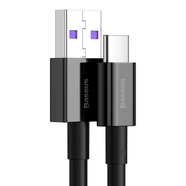 Baseus Superior Fast Charge USB-A to USB-C Cable, 66W, 2m - Blac Svart