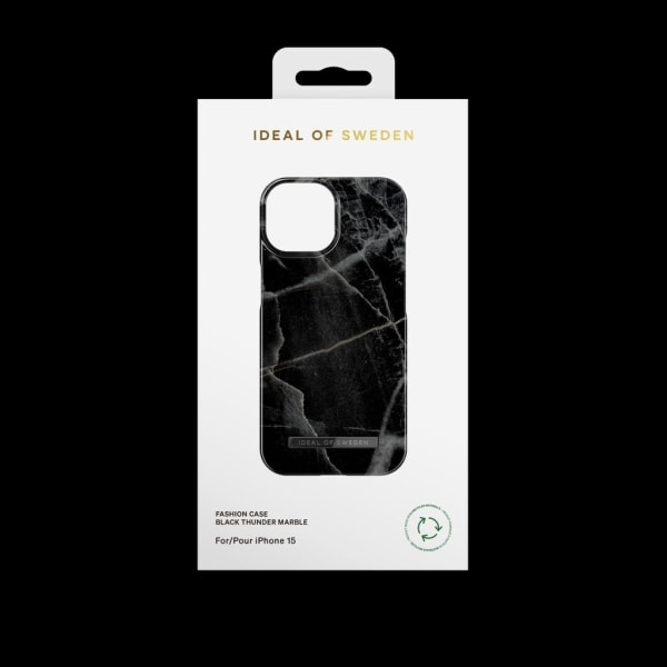 iDeal of Sweden iPhone 15 skal, Black Thunder Marble