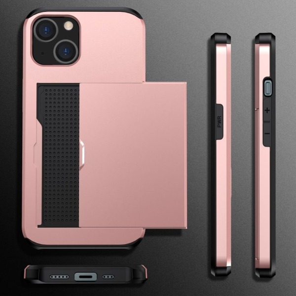 IPhone 15 skal med en korthållare - Roséguldfärgat Rosa guld