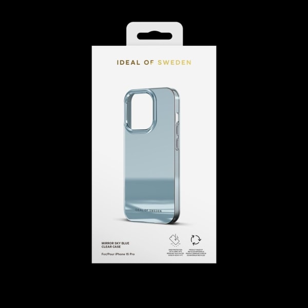 iDeal of Sweden iPhone 15 Pro Clear Case, Mirror Sky Blue