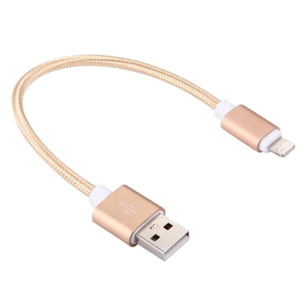 Flätad laddningskabel USB  till lightning  2A -  20cm Guld