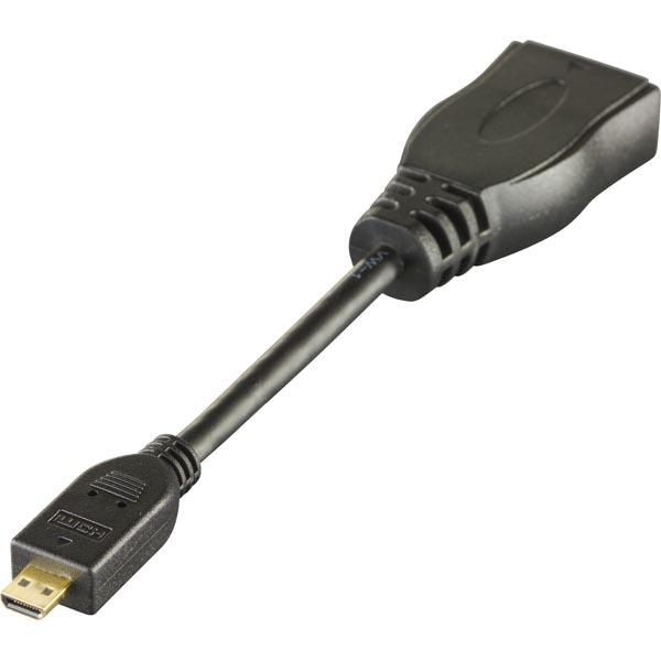 DELTACO HDMI adapter, micro HDMI male to female, black Svart