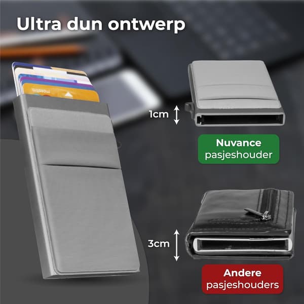 RFID-blokkerende kortholder med uttrekkbar stropp for menn og kvinner - Svart Grå