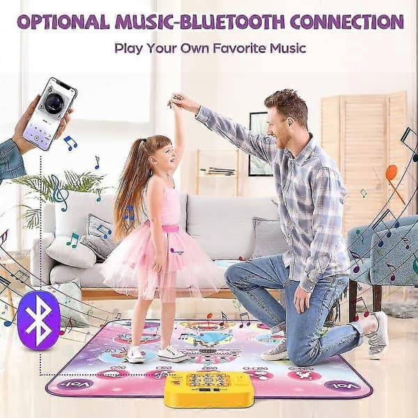 Dansematte, danseleke gave til barn jenter gutter 3-12 år, dansepute med trådløs Bluetooth, 9 utfordringsspillmoduser - Perfekt Purple