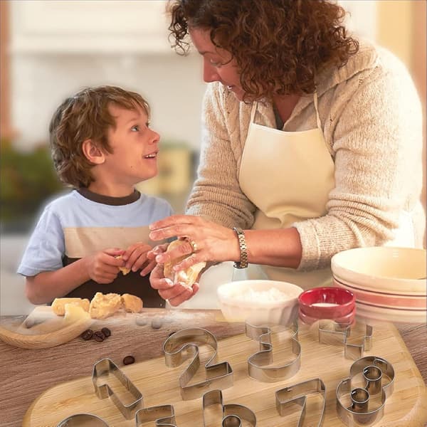 9-Dels Kakeformsett - Nummerformer i Rustfritt Stål for Baking, Fondantdekorering, DIY Dessertlaging - Sølv