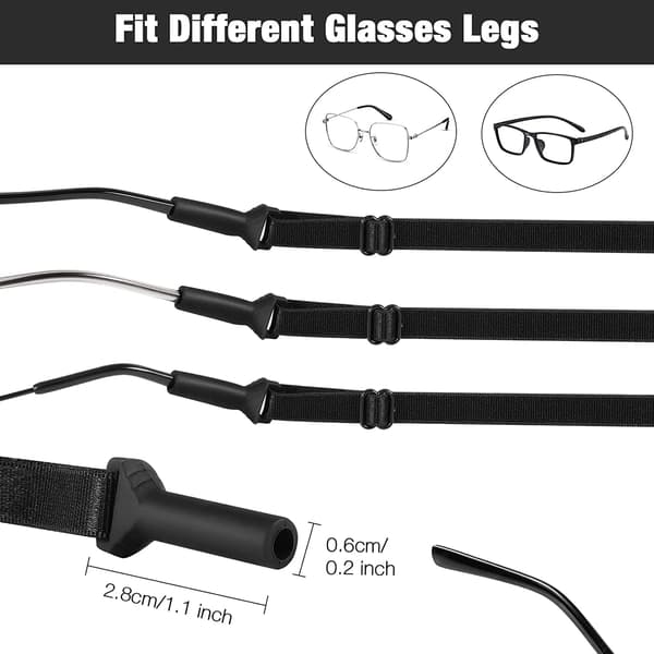 4 justerbara glasögonsnören, elastiskt nylon halkfritt, ZQKLA