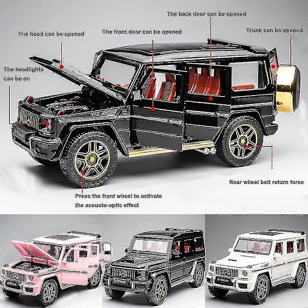 1/24 Benz G63 AMG modellbil, zinklegering pull back leksaksbil