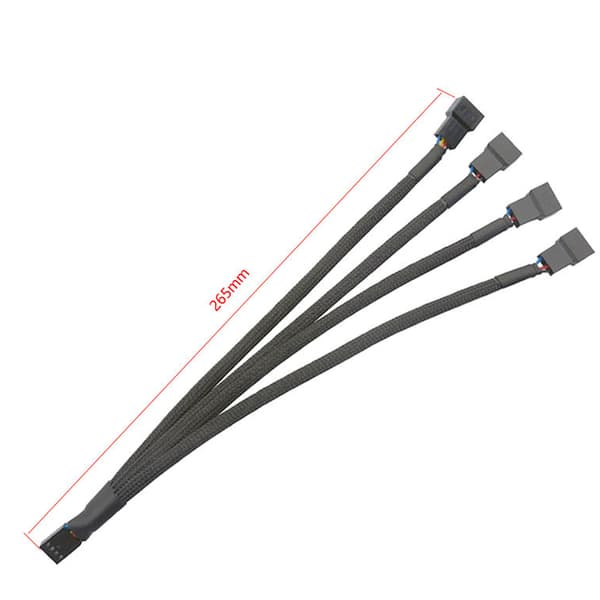 Ét-delt Fire-Port Computer Kabel PWM Temperatur Kontrol Køleventilator Forlængerkabel Nylon Mesh Case Én-til-Fire Hub HUB