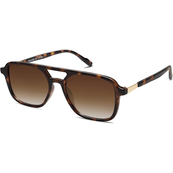 SOJOS Retro Aviator Solglasögon för Kvinnor Män, Trendiga Rektangulära Dam Herr Solglasögon SJ2202