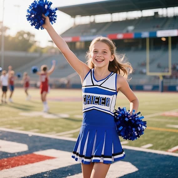 Cheerleaderkostyme for jenter til Halloween og danseopptredener Blue with accessories 100cm