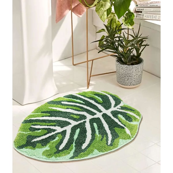 Badrumsmatta Grön Bohemisk Badrumsmatta Halksäker Söt Blad Liten Badrumsmatta Mjuk Absorberande Tvättad Matta för 17\" x 24\"