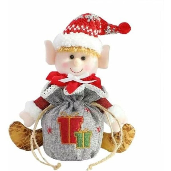 Kreativ presentpåse med träddekor, tecknad förvaring, julklappspåse, godispåse, julafton, juldockor under 5 (Tomte)