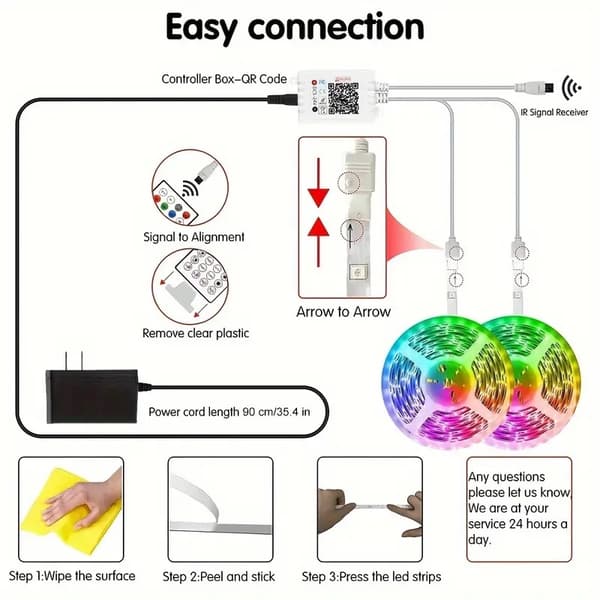 LED-lysstribe 30M Smart RGB Bluetooth Musikkontroller Med 44 Taster