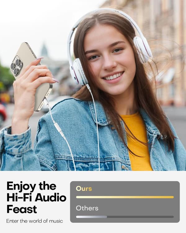 USB-C til 3,5 mm Jack Adapter 3-pak - Lydkabelstik til smartphones og tablets - Hvid
