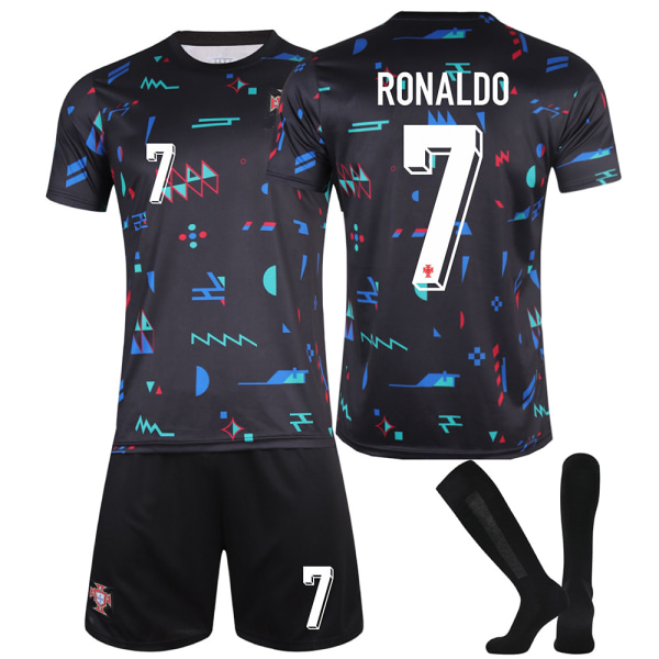 UEFA Euro 2024 Portugal Träningsuniform Barnfotbollsdräkt nr 7 Cristiano Ronaldo 24