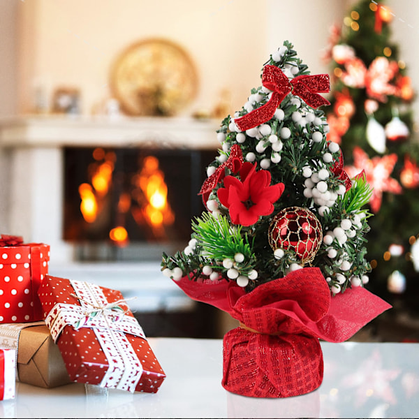 Paket med 3 små mini-julgranar, konstgjorda julgranar för bordsdekorationer