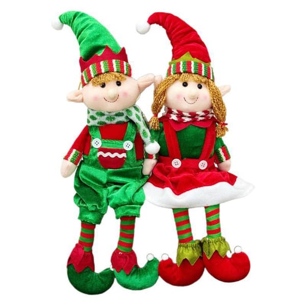 Julelangbenet Nisse Siddende Figur Dukke Pynt Ornament Female elf [D] See details