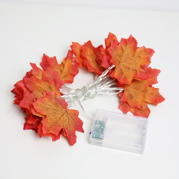 Lønneblad Gresskar LED Lyslenke, Batteridrevet Halloween Thanksgiving Dekor Double Maple Leaf 3m 20 lights + flash