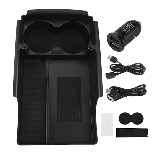 Trådlös telefonladdare Organizer Box med mugghållare Passar Tesla Model S/X 2016.10-2019