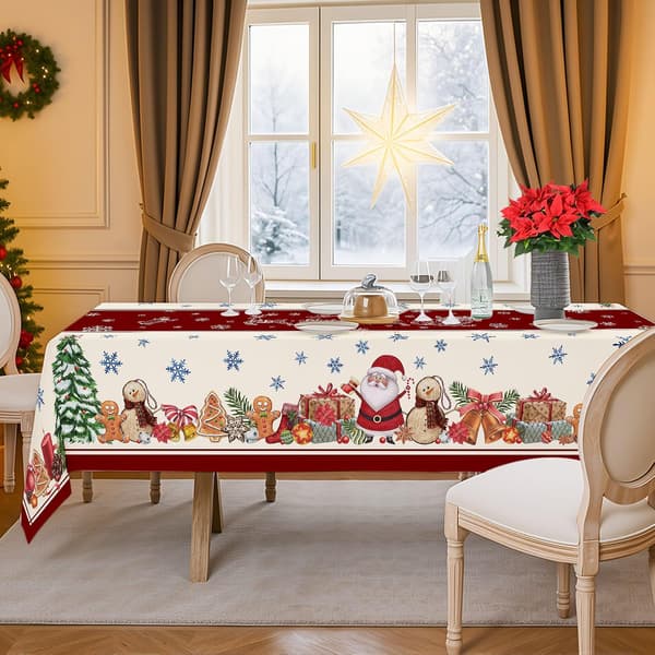 wxsp Christmas Tablecloth Rectangular 152 x 213 cm, Christmas Tablecloth, Snowman Tablecloth Winter Christmas Santa Claus Tablecloths for Kitchen Dining Table Decor