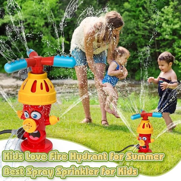 Sprinklerleke for Barn - Hydrant Vannspreder Med 360° Roterende Sprut - Gressklipper Vannleke for Hage