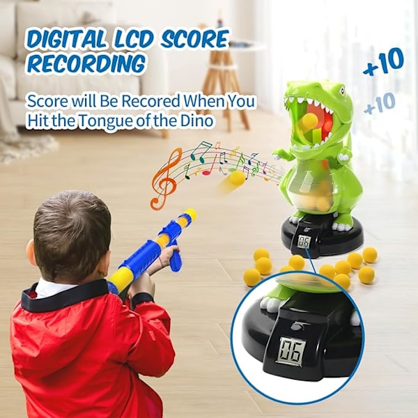 Dinosaurieskjutspel med luftpumpsgevär & LCD-poäng, Present till pojkar 5-9 år