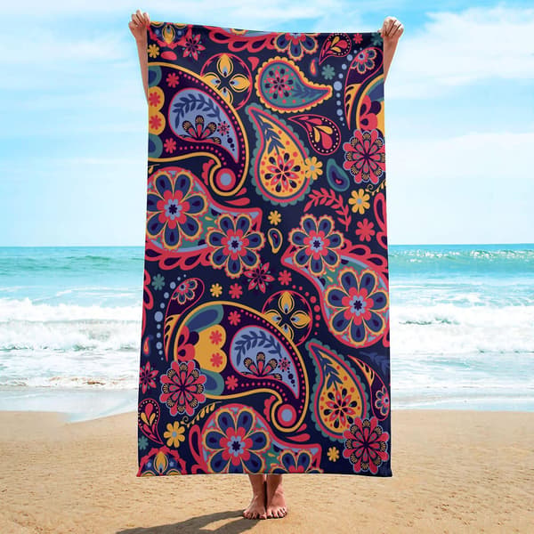 Mikrofiber Strandhåndklæde Super Let Farverigt Badehåndklæde Sandfrit Strandtæppe Multi