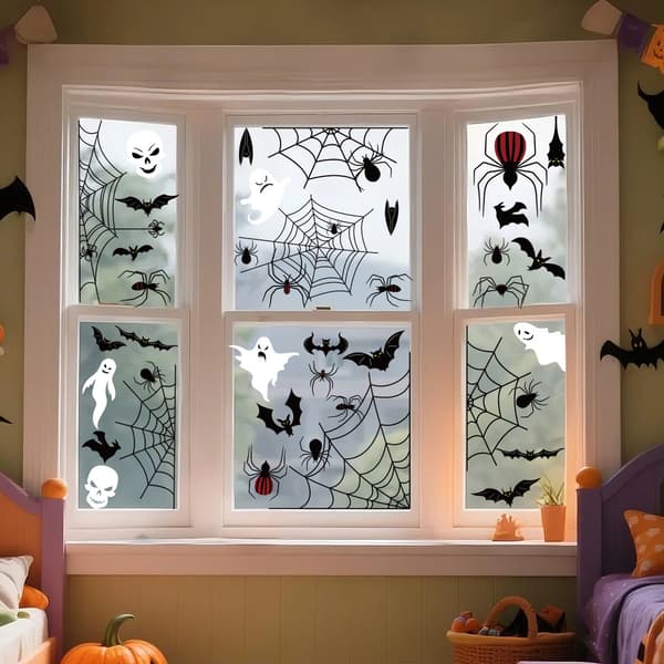 Halloween statisk klæbende vinduesmærkater, PVC glasdørsmærkater til fest og hjem 2