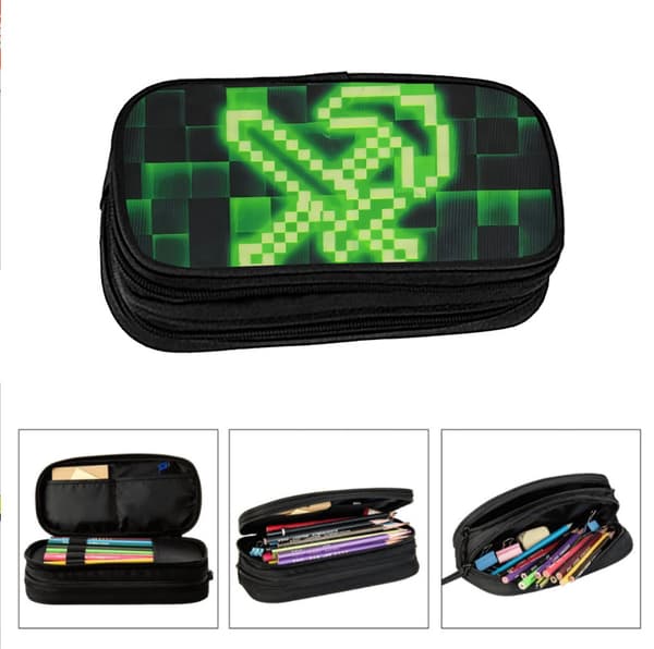 Minecraft pennfodral student barn pennfodral stor kapacitet pennfodral elastiskt dubbelt lager bärbart pencil case Item 9