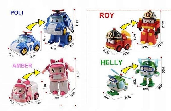 Robocar Roy Helly Poli Amber Sett med 6 Jeg anbefaler