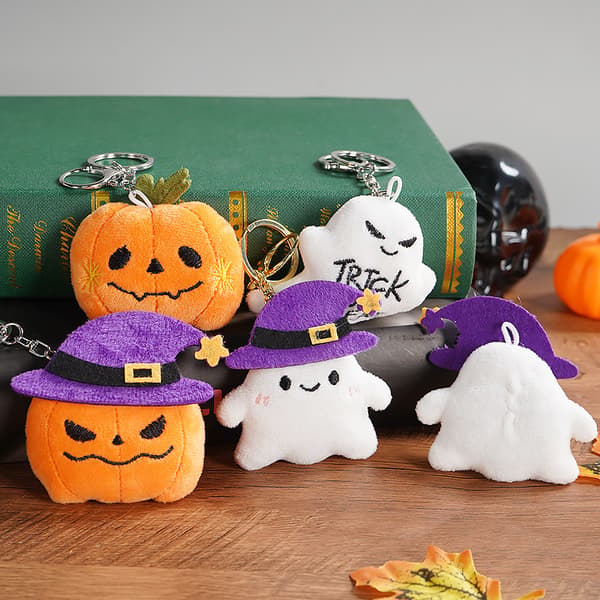 Halloween Græskar Spøgelse Plys Nøglering, Blødt Squishy Tøjdyr til Taskepynt Ghost 7cm