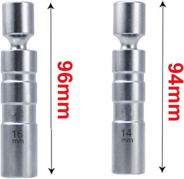 2 stk. tyndvægget tændrørsnøgle med krydsled, magnetisk, fleksibel topnøgle til fjernelse af 14 mm og 16 mm