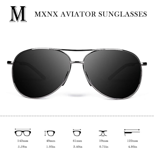 Aviator Solbriller for Menn Polariserte Kvinner UV Beskyttelse Lettvekt Kjøring Fiske Sport Unisex briller MX208